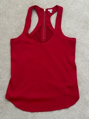 Guess Red Racerback Tank with Gold Back Zipper